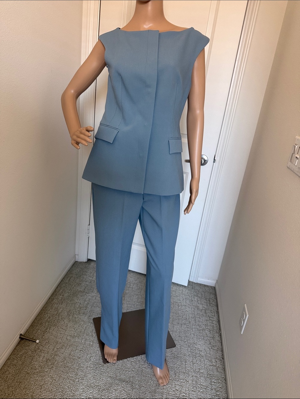 ZARA Sleeveless Tailored Blue Pantsuit - Women's Vest and Pants Set